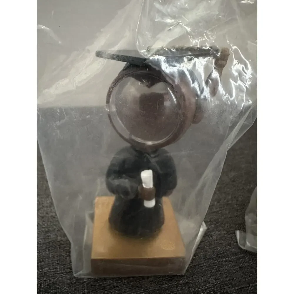 Graduation Photo Holder Bobblehead Male Black Gown Diploma Picture Frame 4.5”